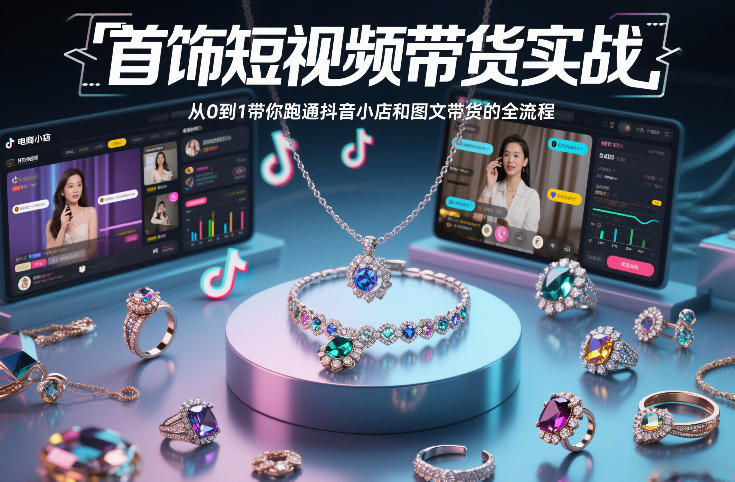 首饰短视频带货实战，从0到1带你跑通抖音小店和图文带货的全流程-藏宝阁