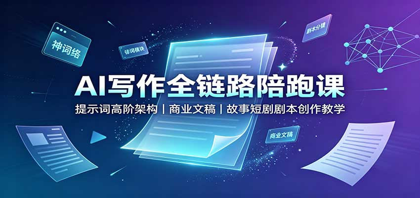 AI写作全链路陪跑课：提示词高阶架构，商业文稿，故事短剧剧本创作教学-藏宝阁