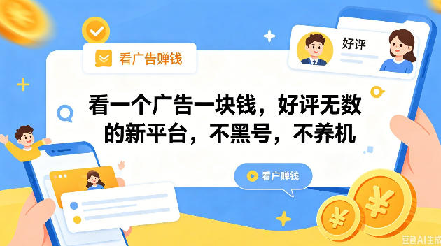 看一个广告一块钱，好评无数的新平台，不黑号，不养机，一撸几十块钱还是不错的【揭秘】-藏宝阁