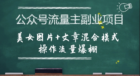 公众号流量主副业项目，美女图片+文章混合模式操作流量爆棚-藏宝阁