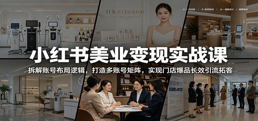 小红书美业变现实战课：拆解账号布局逻辑，打造多账号矩阵，实现门店爆品长效引流拓客-藏宝阁