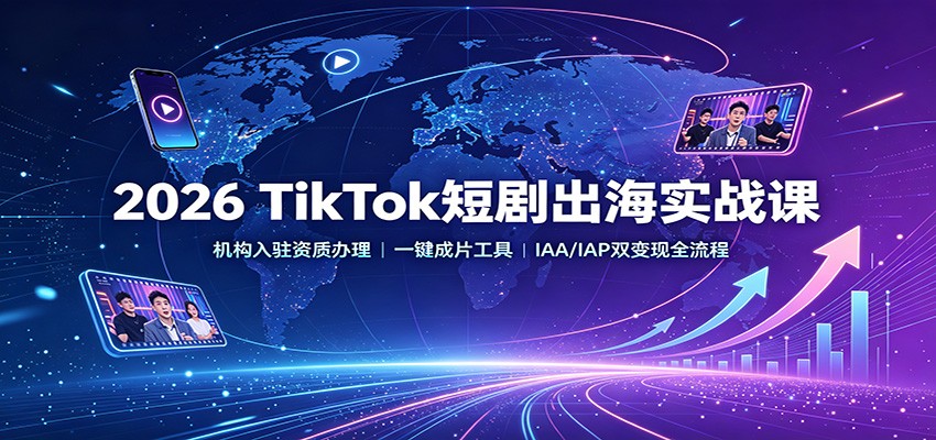 2026 TikTok短剧出海实战课：机构入驻资质办理，一键成片工具，IAA/IAP双变现全流程-藏宝阁