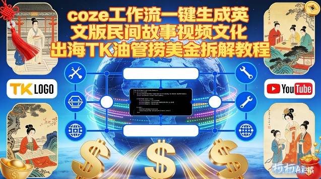 Coze扣子工作流一键生成英文版民间故事视频，文化出海TK油管捞美金拆解教程-藏宝阁