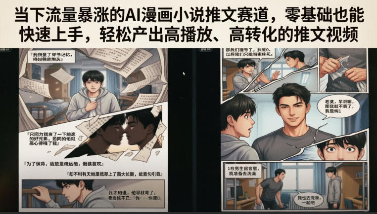 当下流量暴涨的AI漫画小说推文赛道，零基础也能快速上手，轻松产出高播放、高转化的推文视频-藏宝阁