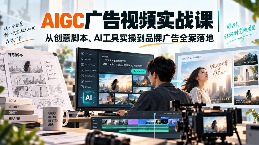 AIGC广告视频实战课｜从创意脚本、AI工具实操到品牌广告全案落地-藏宝阁
