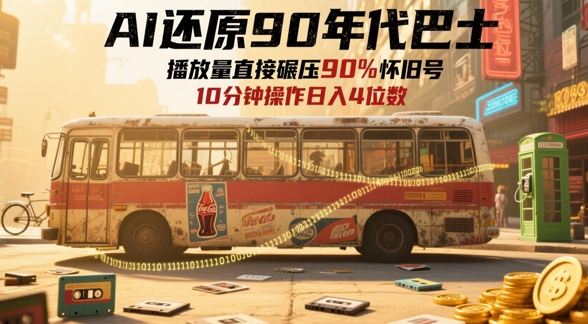 AI还原90年代巴士，一帧就让70后泪崩，播放量直接碾压90%怀旧号，每天操作十分钟，日入四位数-藏宝阁