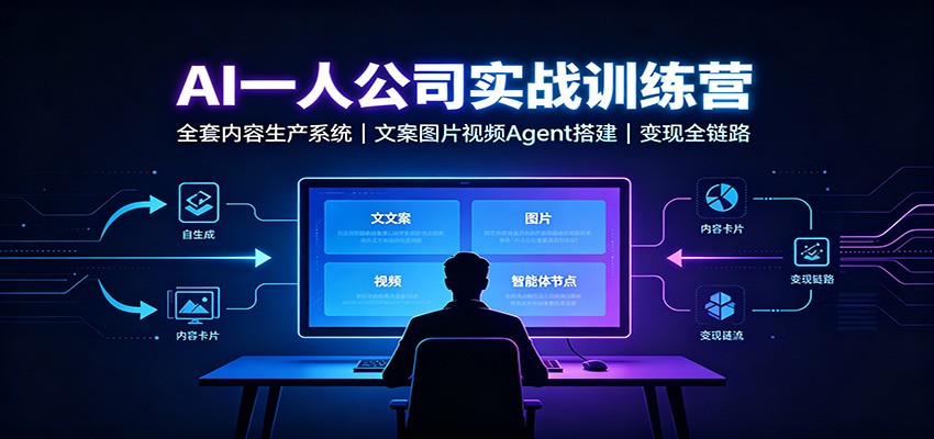 AI创作一人公司实战训练营：全套内容生产系统，文案图片视频Agent搭建变现全链路-藏宝阁