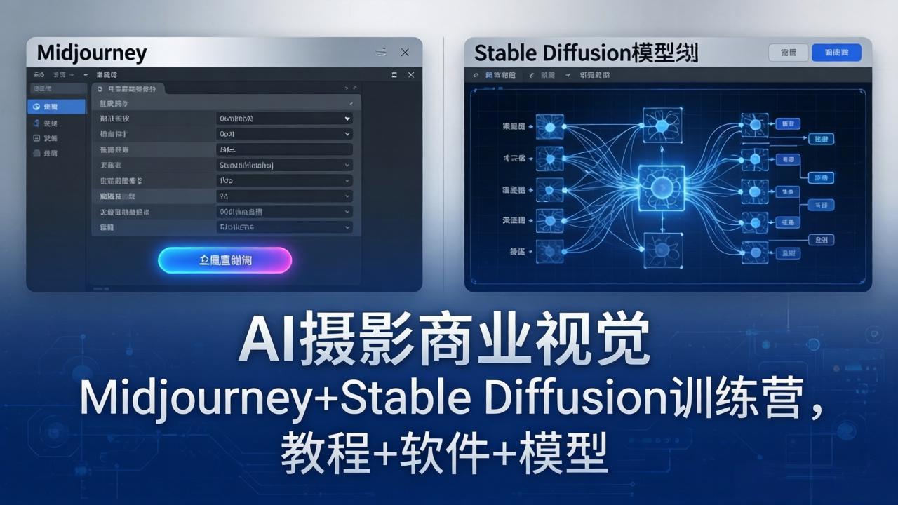 AI摄影商业视觉Midjourney+Stable Diffusion训练营，教程+软件+模型-藏宝阁