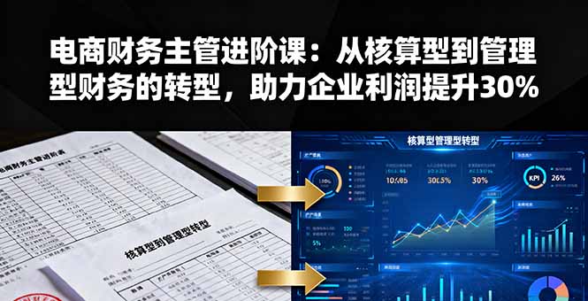 电商财务主管进阶课：从核算型到管理型财务的转型，助力企业利润提升30%-藏宝阁