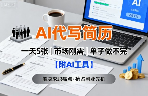 AI代写简历，一天5张，今年找工作难，市场刚需，单子做不完【附AI工具】-藏宝阁