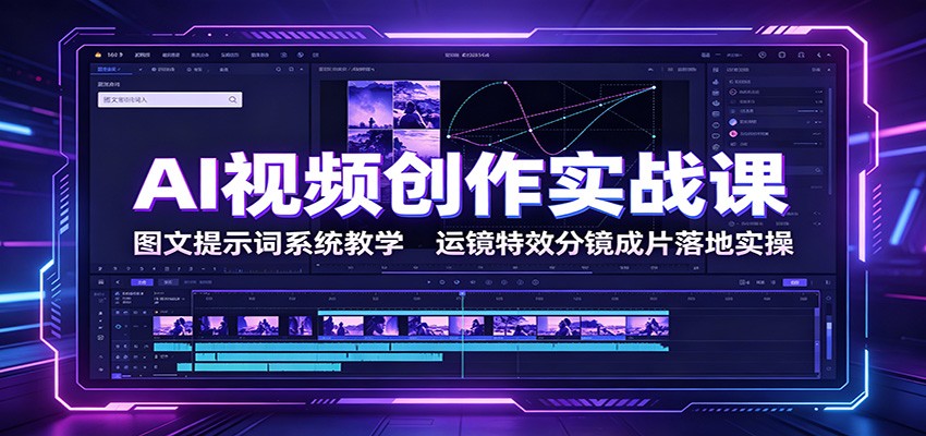 AI视频创作实战课：图文提示词系统教学，运镜特效分镜成片落地实操-藏宝阁