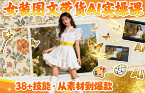 女装图文带货的AI实操课，覆盖38个实用技能，快速提升素材制作效率-藏宝阁