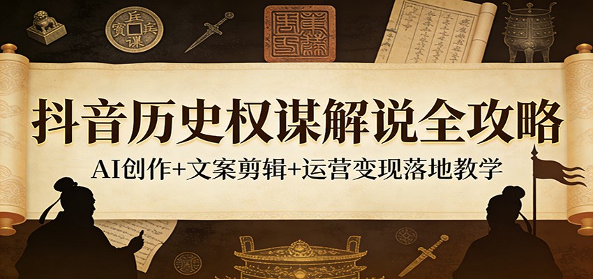 抖音历史权谋解说全攻略：AI创作+文案剪辑+运营变现落地教学-藏宝阁