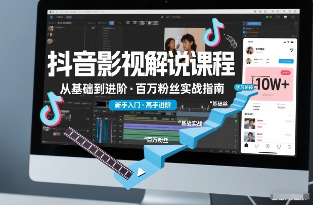 抖音百万粉丝影视解说课程，基础到进阶课，适合新手和进阶学习-藏宝阁
