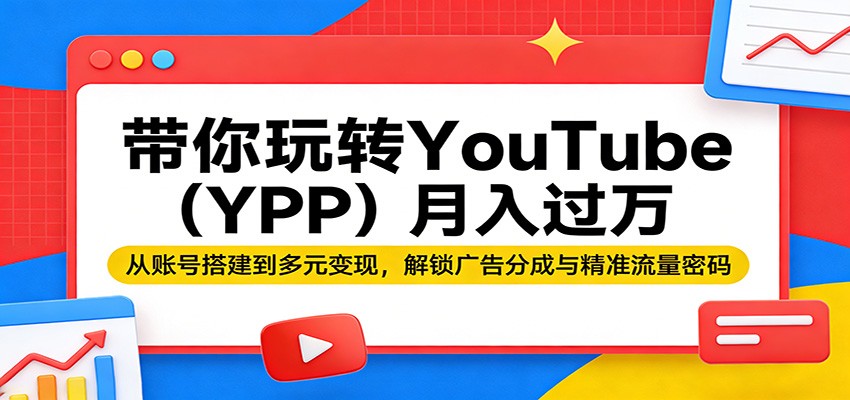 带你玩转YouTube(YPP)月入过万：从账号搭建到多元变现，解锁广告分成与精准流量密码-藏宝阁