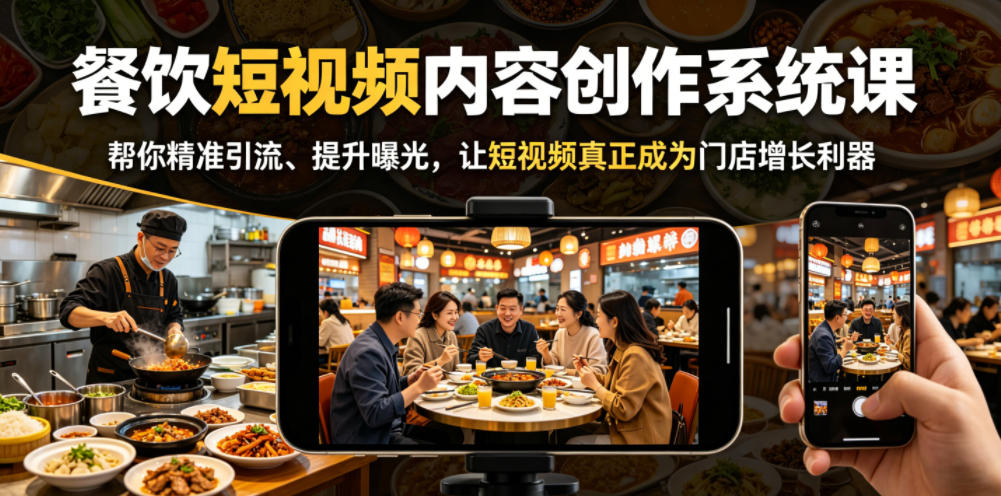 餐饮短视频内容创作系统课，帮你精准引流、提升曝光，让短视频真正成为门店增长利器-藏宝阁