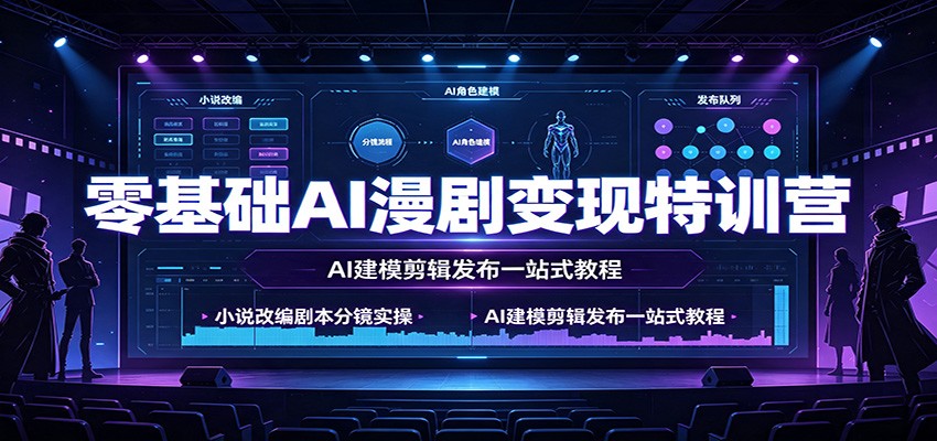 零基础AI漫剧变现特训营：小说改编剧本分镜实操，AI建模剪辑发布一站式教程-藏宝阁