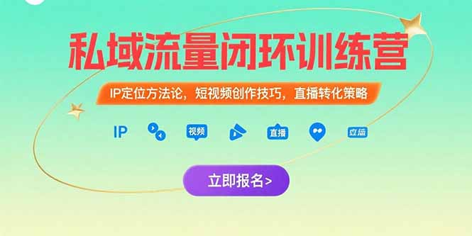 私域流量闭环训练营：IP定位方法论，短视频创作技巧，直播转化策略-藏宝阁