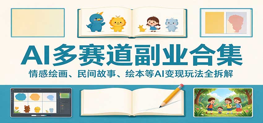 AI多赛道副业合集：情感绘画、民间故事、绘本等AI变现玩法全拆解-藏宝阁