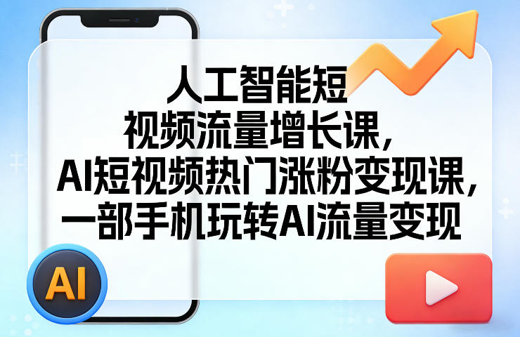人工智能短视频流量增长课，AI短视频热门涨粉变现课，一部手机玩转AI流量变现-藏宝阁