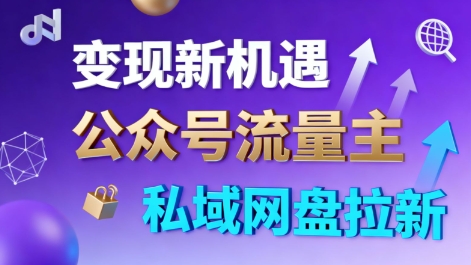 公众号流量主+私域网盘拉新，多方式变现，简单易上手，当天就有收益-藏宝阁