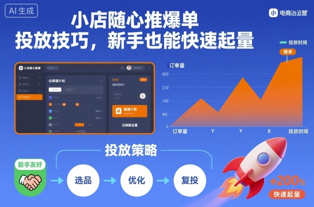 小店随心推爆单投放技巧，新手也能快速起量-藏宝阁