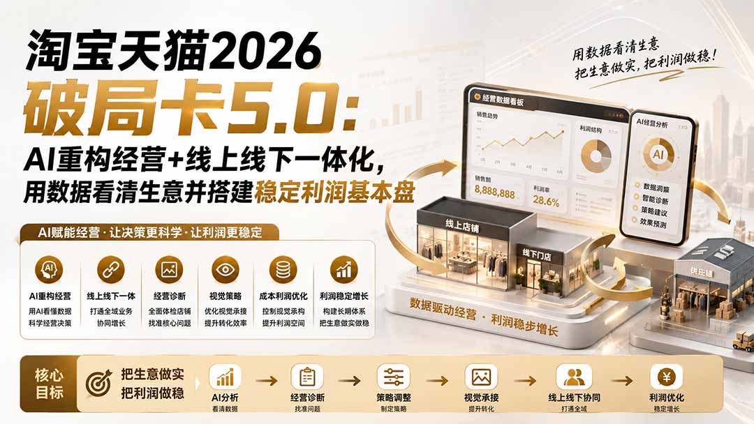 淘宝天猫2026破局卡5.0：AI重构经营+线上线下一体化，用数据看清生意并搭建稳定利润基本盘-藏宝阁