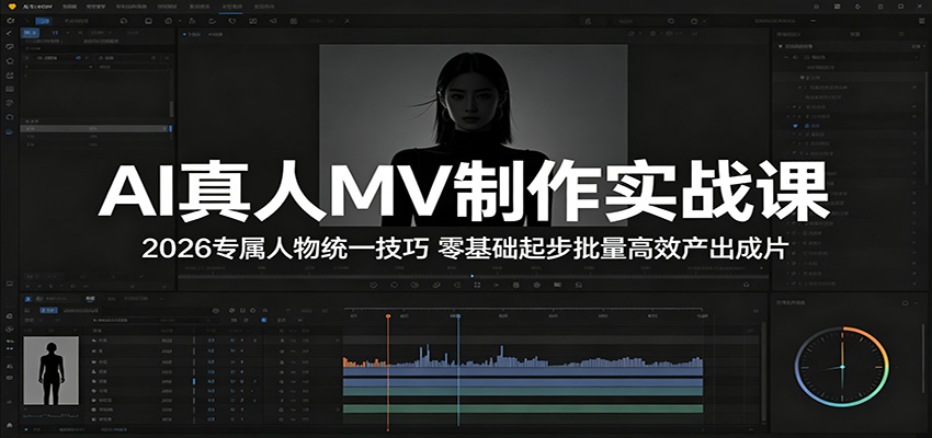 AI真人MV制作实战课：2026专属人物统一技巧，零基础起步批量高效产出成片-藏宝阁