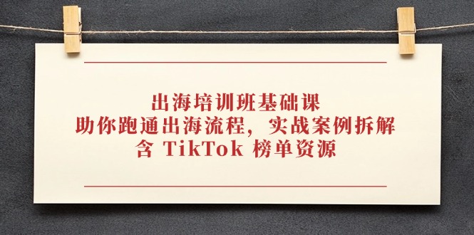 出海培训班基础课，助你跑通出海流程，实战案例拆解，含 TikTok 榜单资源-藏宝阁