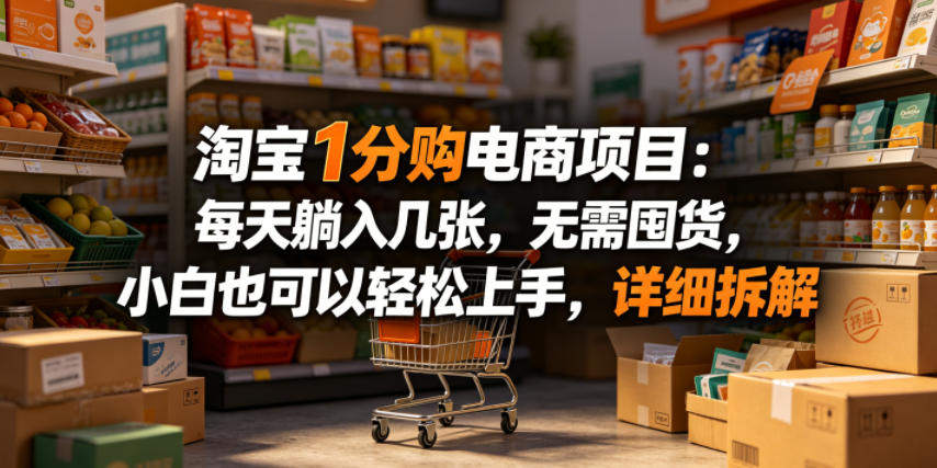 淘宝1分购电商项目：每天躺入几张，无需囤货，小白也可以轻松上手，详细拆解-藏宝阁
