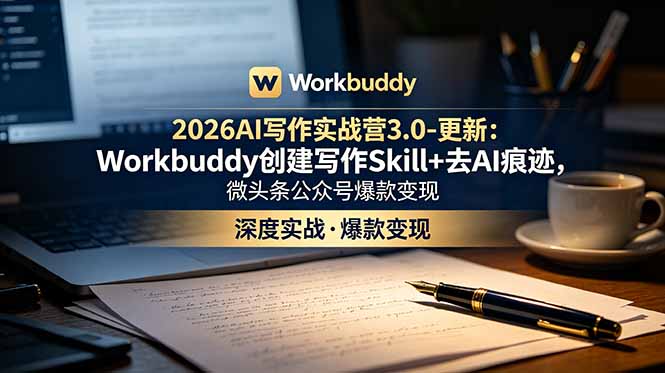 2026AI写作实战营3.0-更新：Workbuddy创建写作Skill+去AI痕迹，微头条公众号爆款变现-藏宝阁