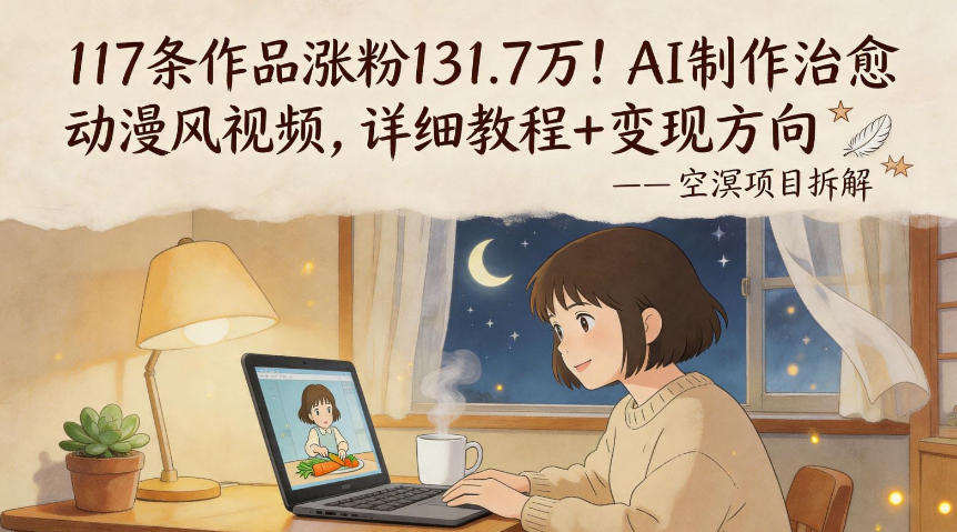 117条作品涨粉131.7W！AI制作治愈动漫风视频，详细教程+变现方向-藏宝阁