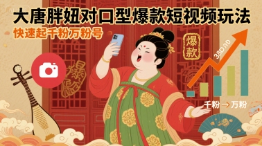 大唐胖妞对口型爆款短视频玩法，快速起千粉万粉号-藏宝阁