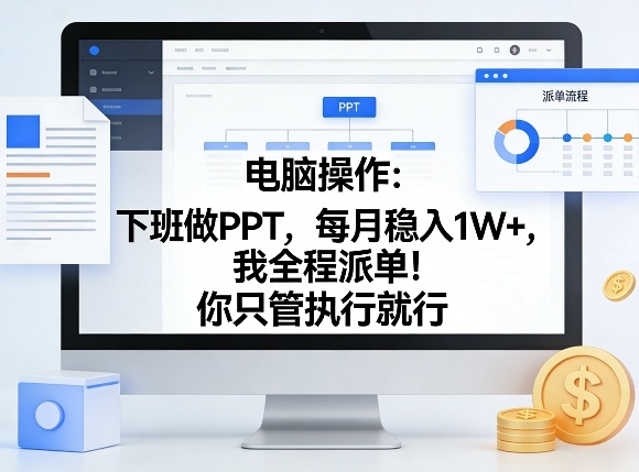 电脑操作：下班做PPT，每月稳入1W+，我全程派单！你只管执行就行【揭秘】-藏宝阁
