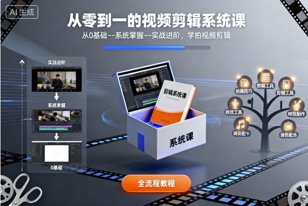 从零到一的视频剪辑系统课，从0基础–系统掌握–实战进阶，学拍视频剪辑-藏宝阁