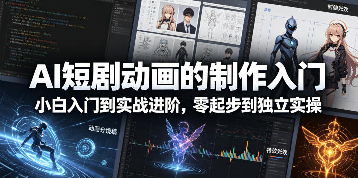 AI短剧动画的制作入门，小白入门到实战进阶，零起步到独立实操-藏宝阁