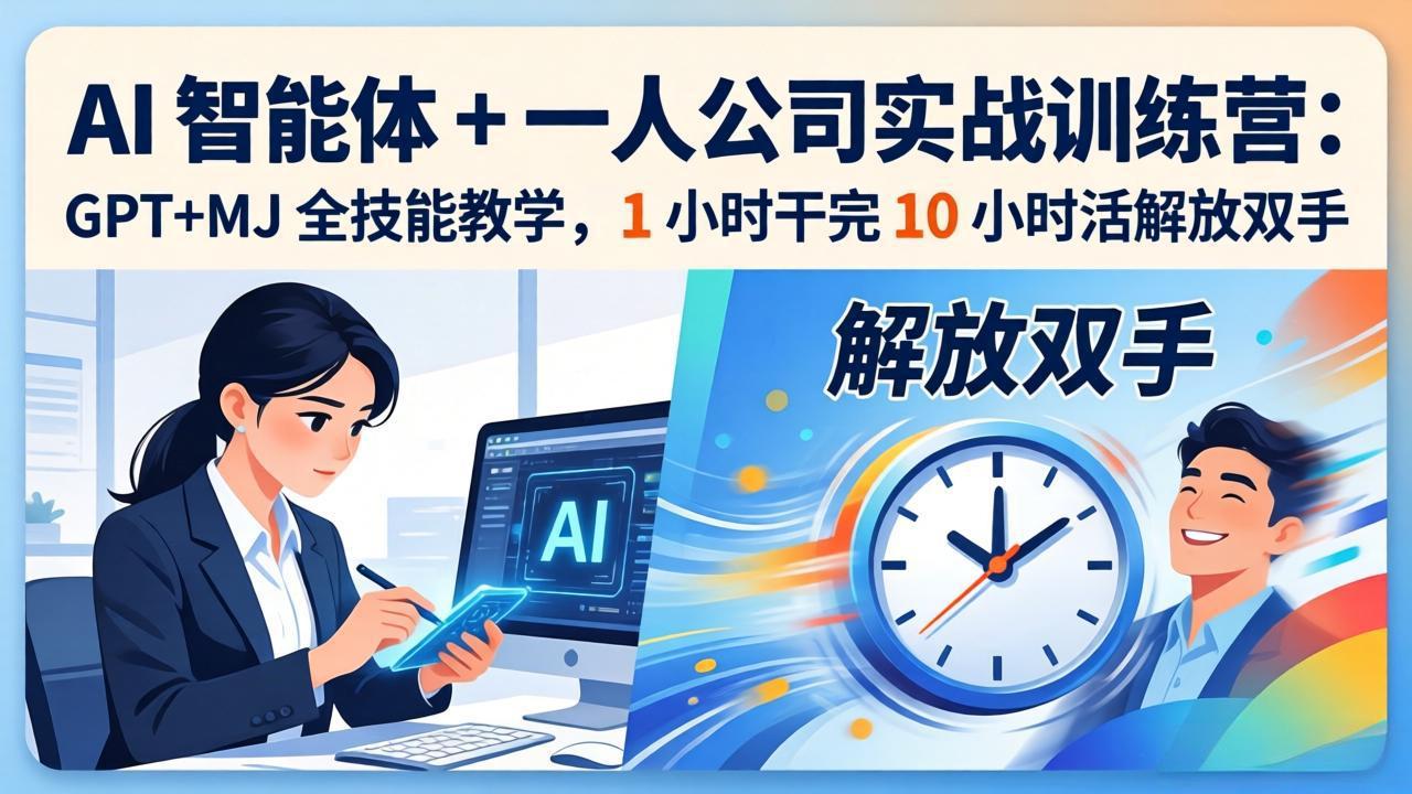 AI 智能体 + 一人公司实战训练营：GPT+MJ 全技能教学，1 小时干完 10 小时活解放双手-藏宝阁