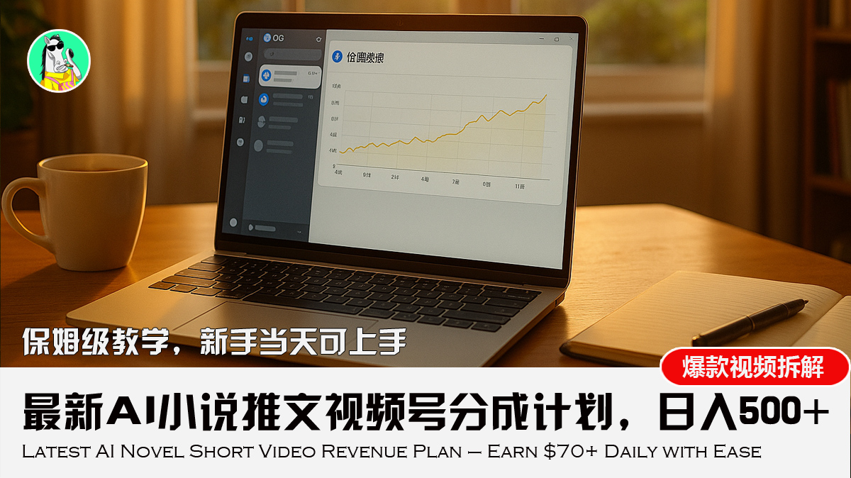 最新AI小说推文视频号分成计划，新手小白也能当天日入500+教程-藏宝阁