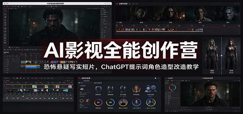 AI影视全能创作营：恐怖悬疑写实短片，ChatGPT提示词角色造型改造教学-藏宝阁