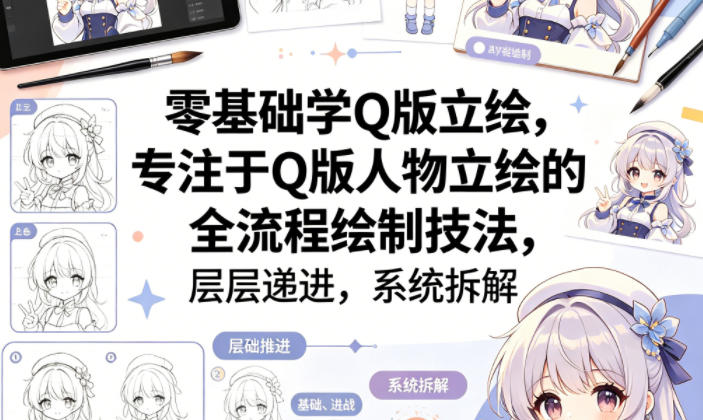 零基础学Q版立绘，专注于Q版人物立绘的全流程绘制技法，层层递进，系统拆解-藏宝阁