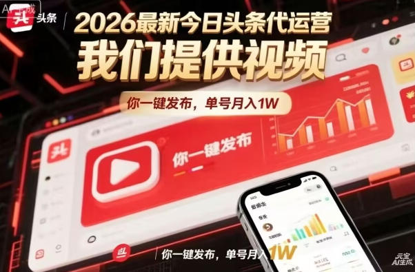 今日头条躺賺模式，你9我1，操作简单，一键发布，单机日入数百，长期合作【揭秘】-藏宝阁