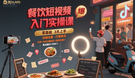餐饮短视频入门实操课，引爆同城流量，打爆单店-藏宝阁