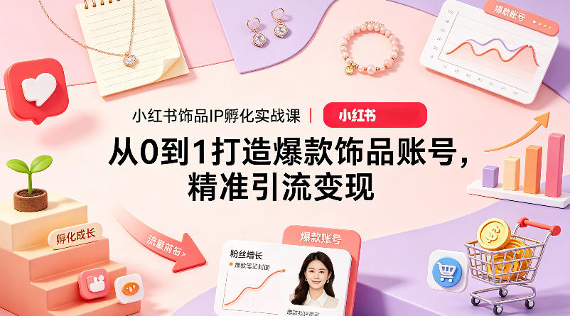 小红书饰品IP孵化实战课｜从0到1打造爆款饰品账号，精准引流变现-藏宝阁