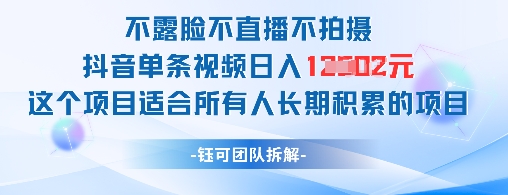 不露脸不直播不拍摄抖音单条视频日入1k+这个项目适合所有人长期积累的项目-藏宝阁