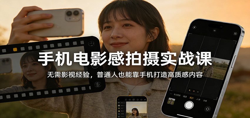 手机电影感拍摄实战课：无需影视经验，普通人也能靠手机打造高质感内容-藏宝阁