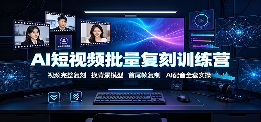 AI短视频批量复刻训练营：视频完整复刻，换背景模型、首尾帧复制、AI配音全套实操-藏宝阁