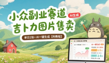 小众副业赛道 吉卜力图片售卖 单日2张+ AI一键生成【附教程】-藏宝阁