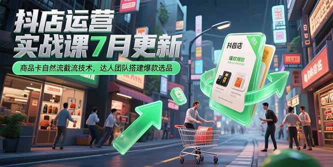 抖店运营实战课7月更新，商品卡自然流截流技术，达人团队搭建爆款选品-藏宝阁