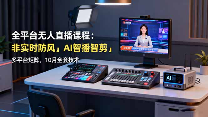 全平台无人直播课程：非实时防风＋AI智播智剪＋多平台矩阵，10月全套技术-藏宝阁