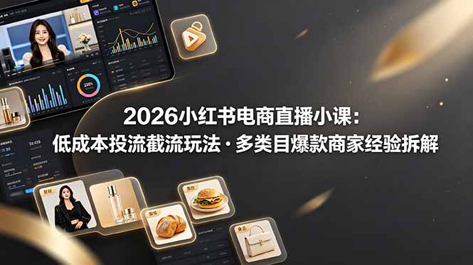 2026小红书电商直播小课，低成本投流截流玩法，多类目爆款商家经验完整拆解教学-藏宝阁